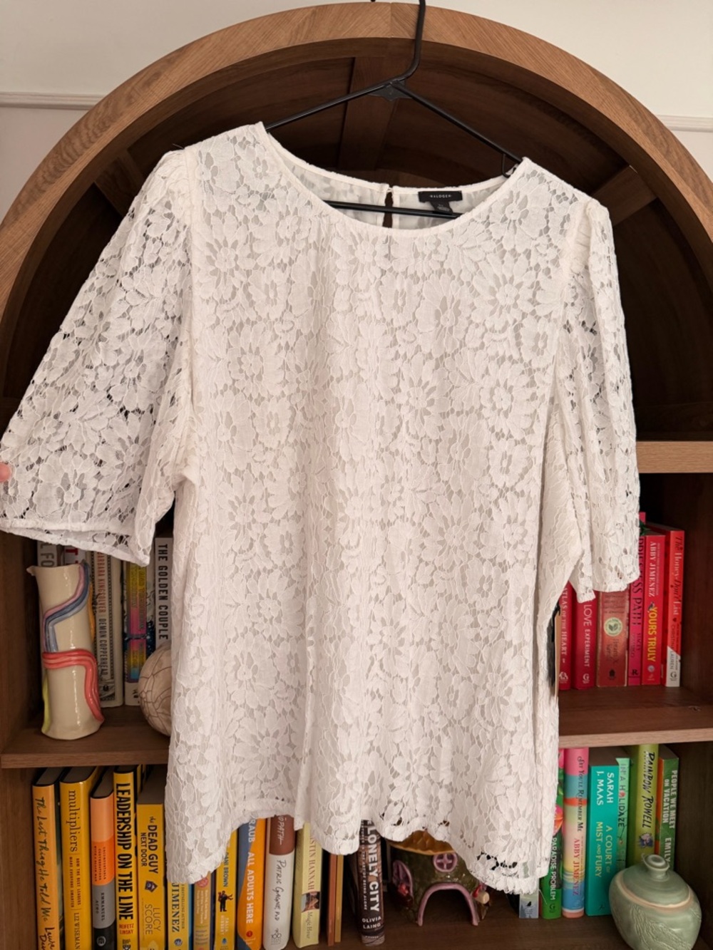 Halogen White Floral Lace Short Sleeve Blouse